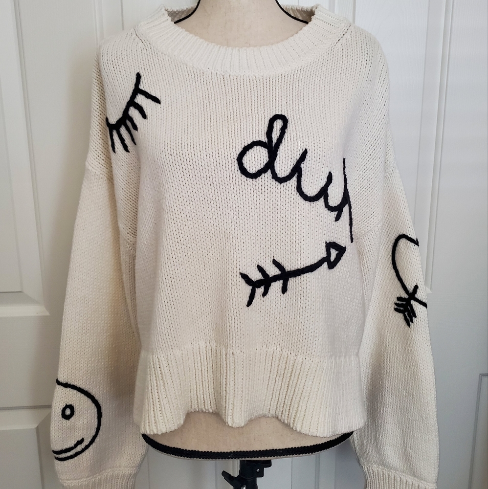 Wildfox Duh Graphic Chunky Sweater Size Medium
